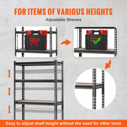 VEVOR Storage Shelves 5-Tier Adjustable 2000 lbs 30"x12"x60" Shelving Unit