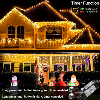 Warm White Christmas Lights Outdoor, 66ft 640 LED Icicle Lights for Outside House with Connectable