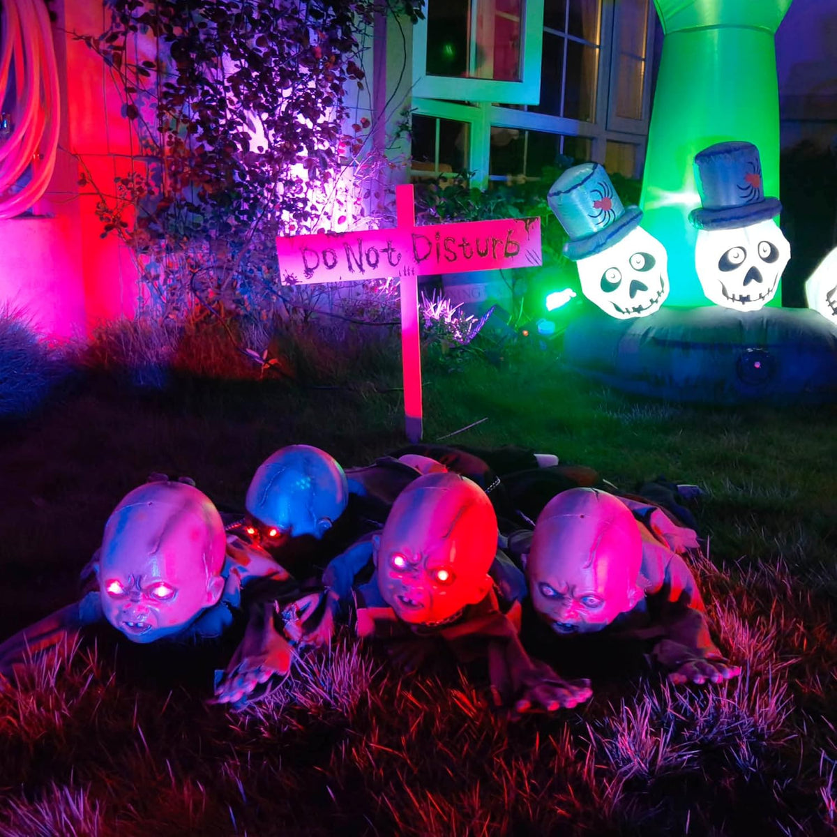 AW Halloween Animated Decoration Crawling Baby Zombie Scary Sound Sensor Activated Ghost Baby Doll