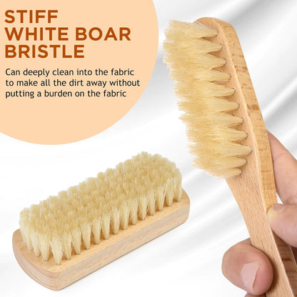 Boar Bristle Laundry Stain Brush Set by TAKAVU, Stiff Pure Boar Bristle for Scrubbing Out Tough