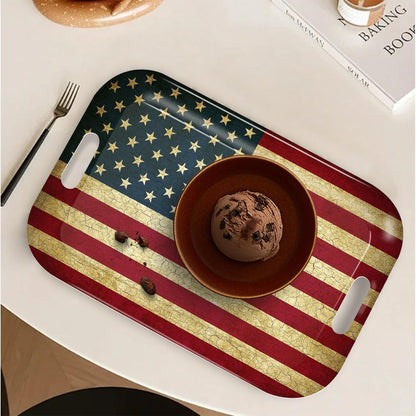 Serving Trays with Handles, 14.5 x 9.8 inch Rectangular Plastic Tray for Restaurant, Kitchen