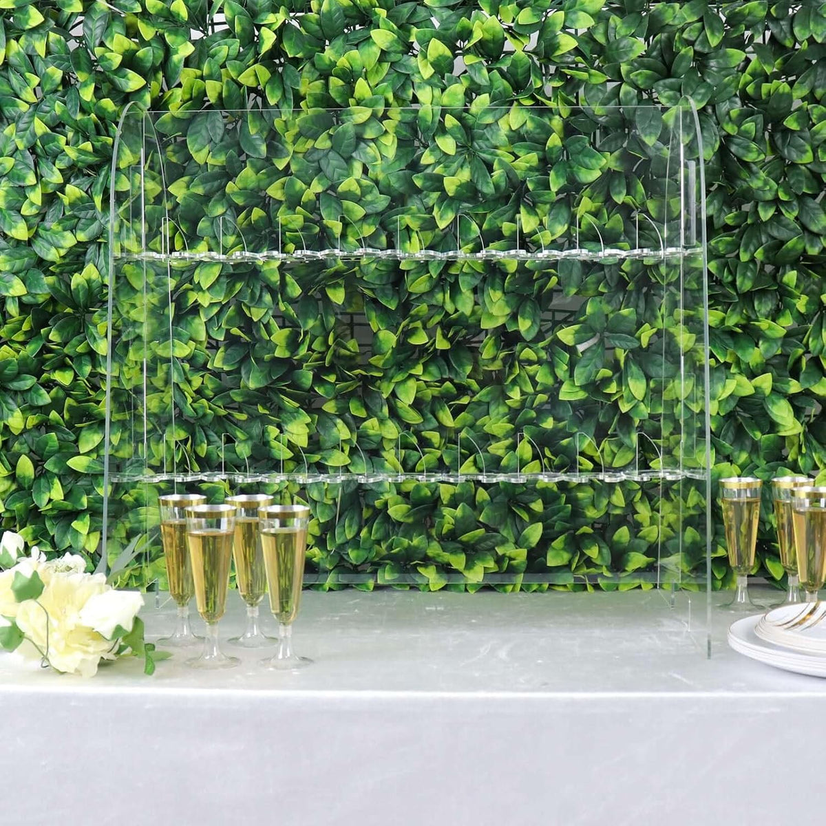 Tableclothsfactory 25" Clear Acrylic 2-Tier Wine Glass Stemware Rack, Champagne Flute Holder with