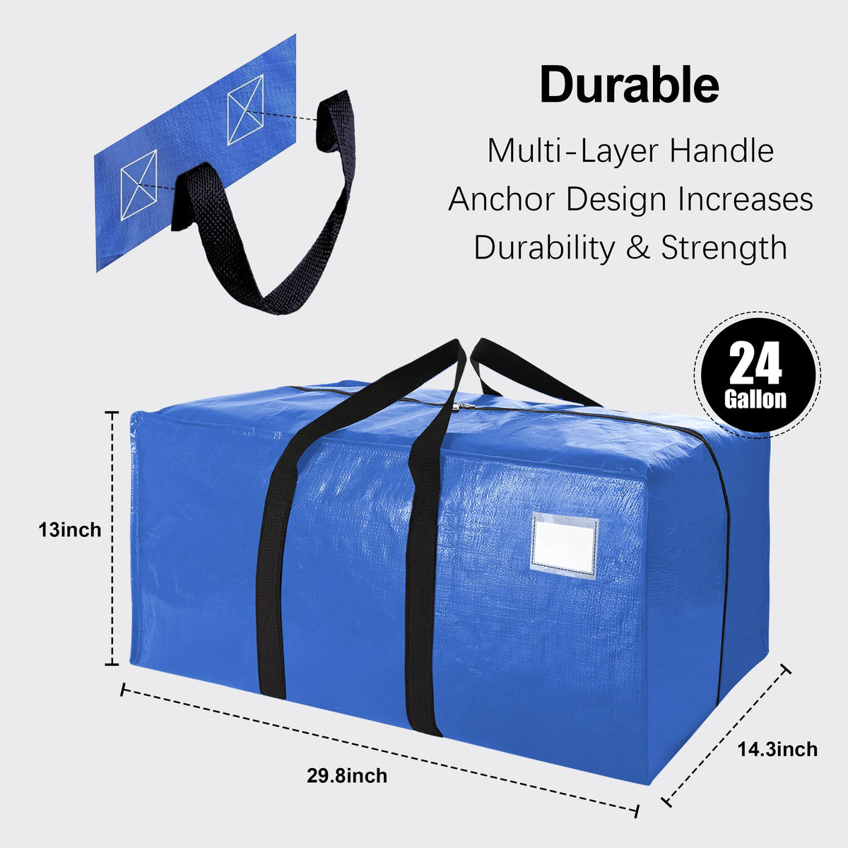 VELVETSURE 12 Pack Heavy Duty Extra Large Moving Bags W/Backpack Straps - Strong Handles & Zippers
