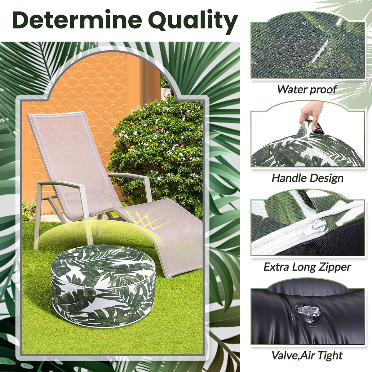 2 Pack Outdoor Inflatable Ottoman Waterproof Inflatable Pouf Foot Rest with Handle D21 x H9