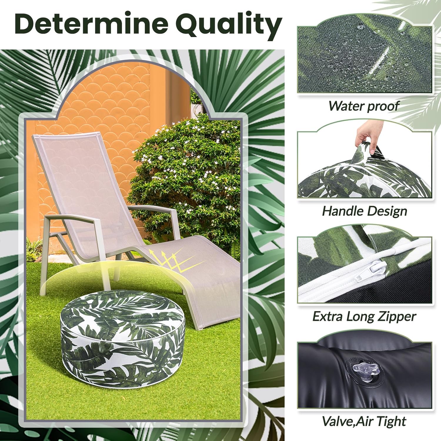 2 Pack Outdoor Inflatable Ottoman Waterproof Inflatable Pouf Foot Rest with Handle D21 x H9