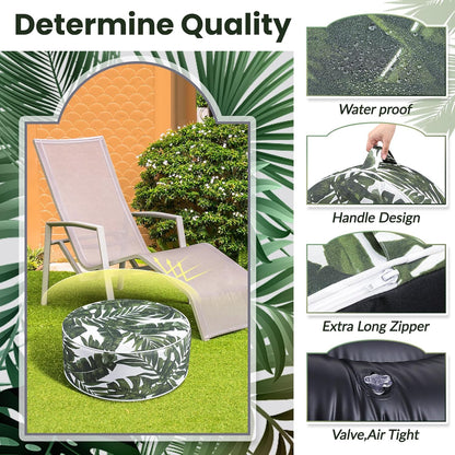 2 Pack Outdoor Inflatable Ottoman Waterproof Inflatable Pouf Foot Rest with Handle D21 x H9