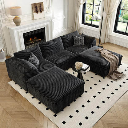 118" Cloud Couch Modular Sectional Sofa for Living Room,Modern Sofa with Deep Seat，U-Shape Boneless