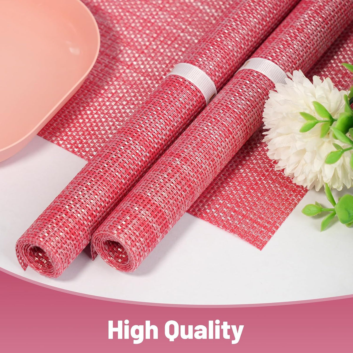 Placemats Set of 12，Non-Slip PVC Weave Table Mats Easy to Clean，Heat Resistant Place Mats for