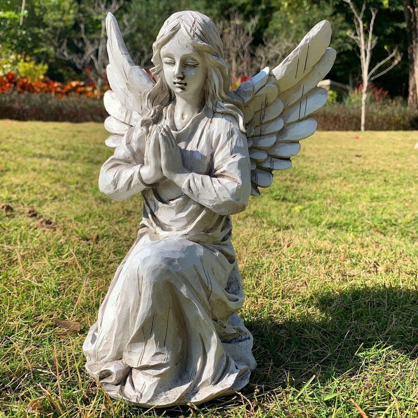 Praying Angel Garden Statue, Religious Fairy Sculpture Waterproof Decorative Figurine Art Decor for