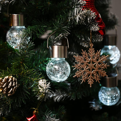 GIGALUMI 16 Pack Solar Outdoor Lights - Hanging Lights for Christmas Decoration - Cracked Glass