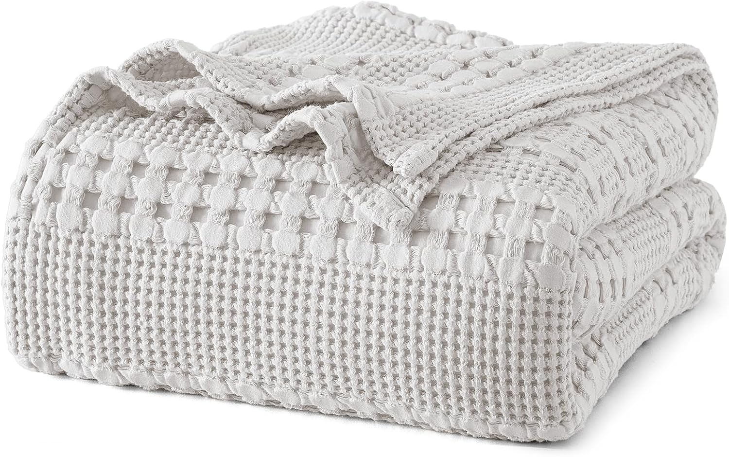PHF 100% Cotton Waffle Weave Blanket King Size, Soft Lightweight Breathable Cozy Summer Blankets