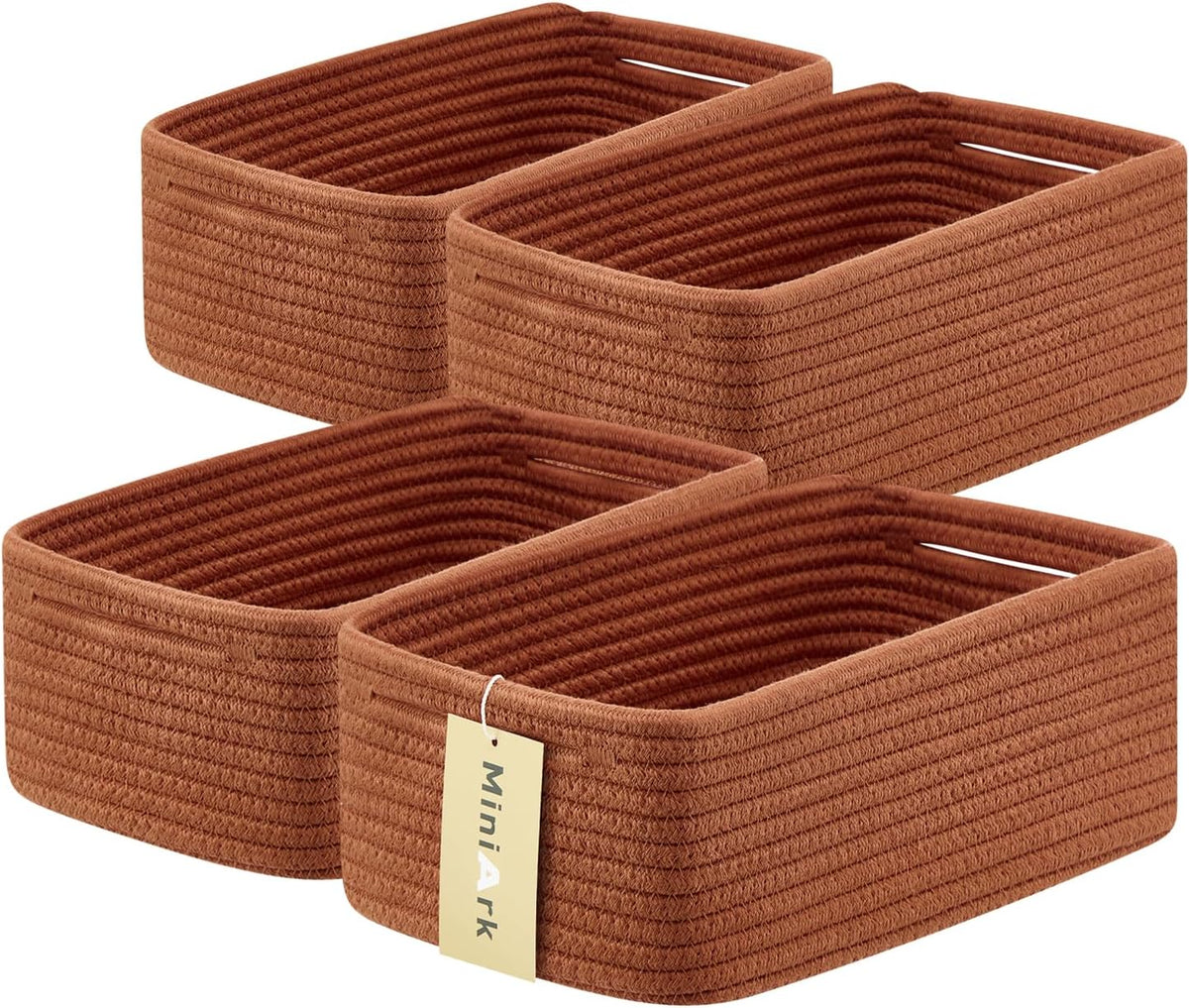 Small Storage Baskets for Organizing | Closet Organizer Bins | Shelf Toy Basket | Woven Rope