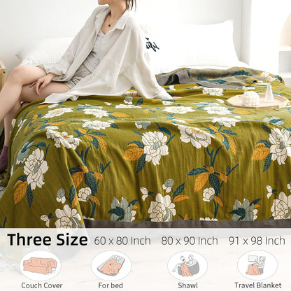 Boho Throw Blanket for Bed - 100% Pure Cotton Ultra Soft Rustic Quilt - Farmhouse Decor Bed