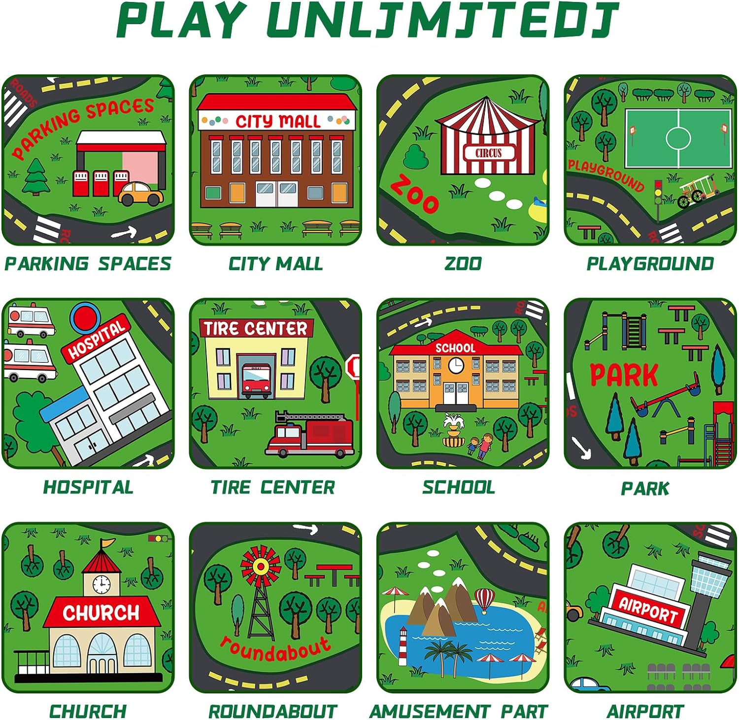 Kids Carpet Playmat Rug 5 x 7 ft Player Car Rug, City Life Traffic Road Map Mat Educational Game