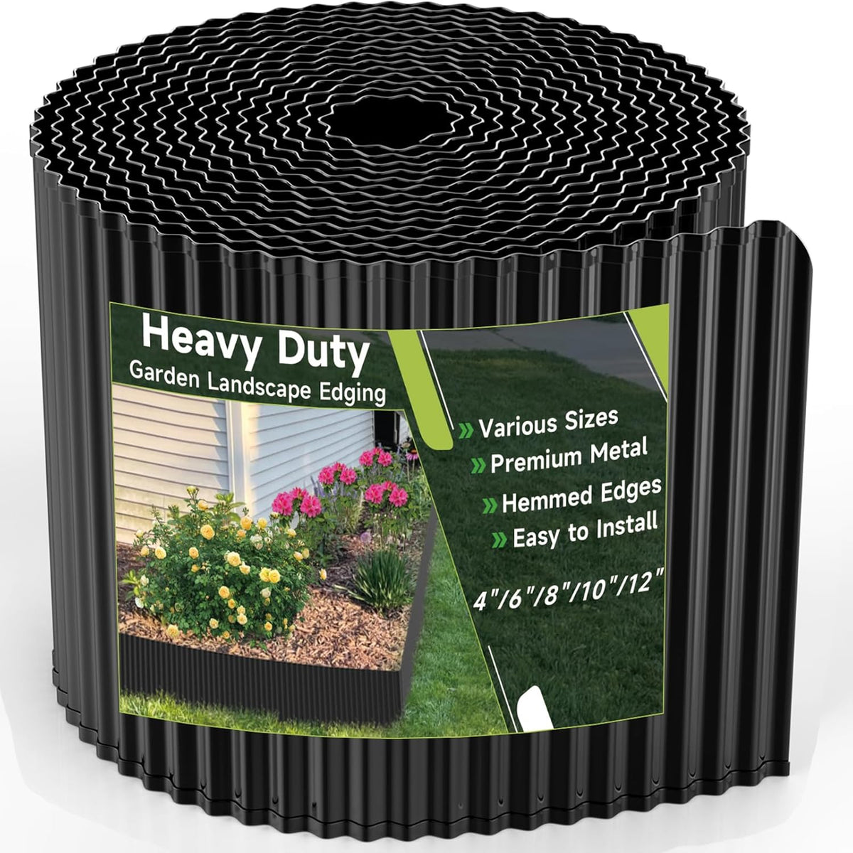 Corrugated Garden Edging,6"×40Ft Galvanized Steel Landscape Edging & Lawn Edging Border,Metal