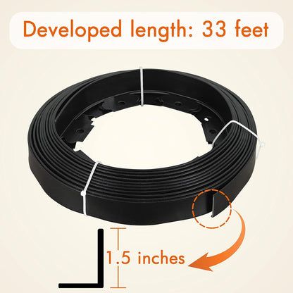 Gardzen 1.5" x 33' Landscape Edging Kit, Garden Edging Coil Comes with 40 Pcs Spikes, No Dig Lawn