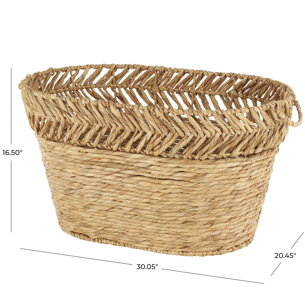 Deco 79 Seagrass Handmade Decorative and Functional Storage Basket Large Woven Oval Basket