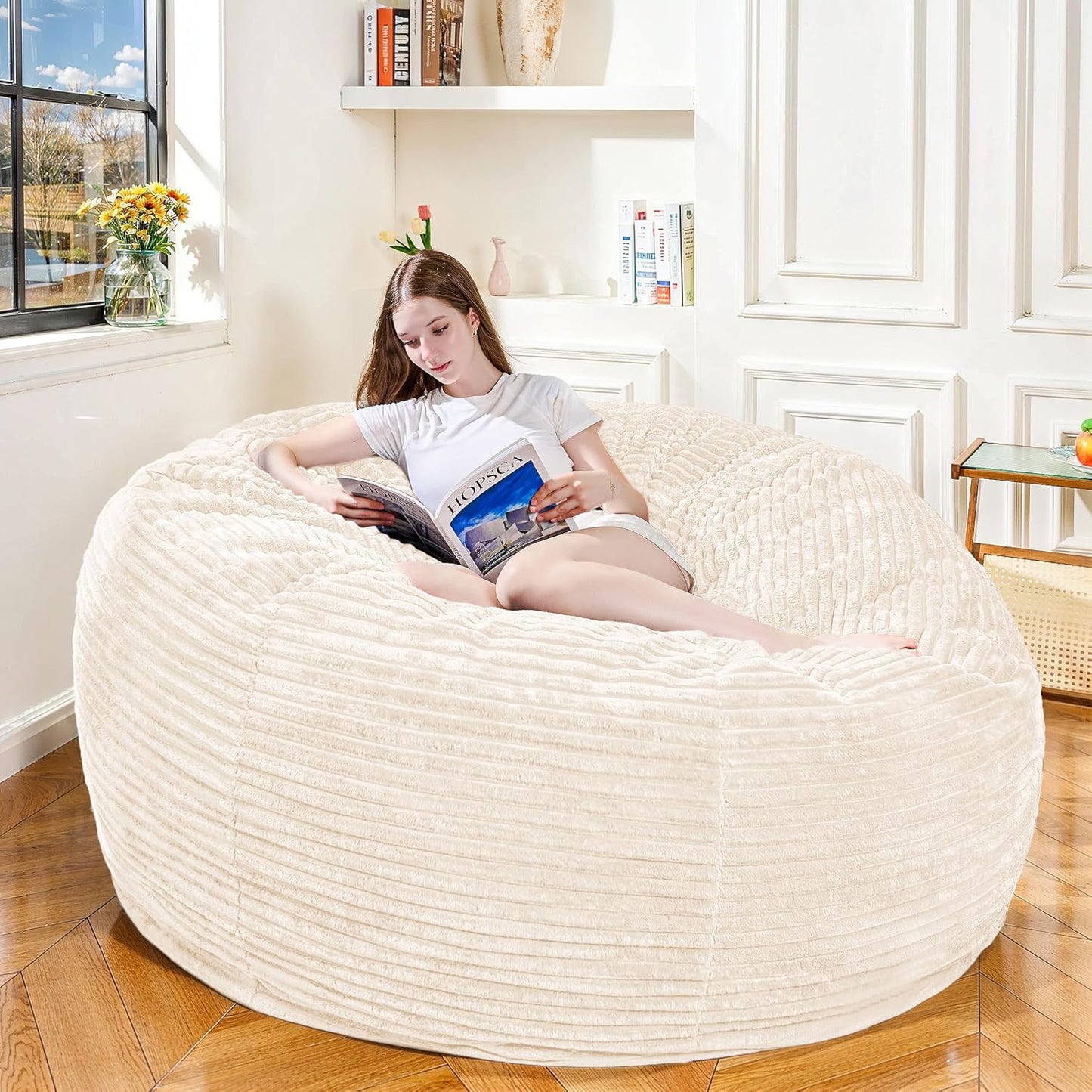 Large Bean Bag Chair, 6FT Giant Beanbag Chairs with Memory Foam Filled, Bean Bag Chairs for Adults