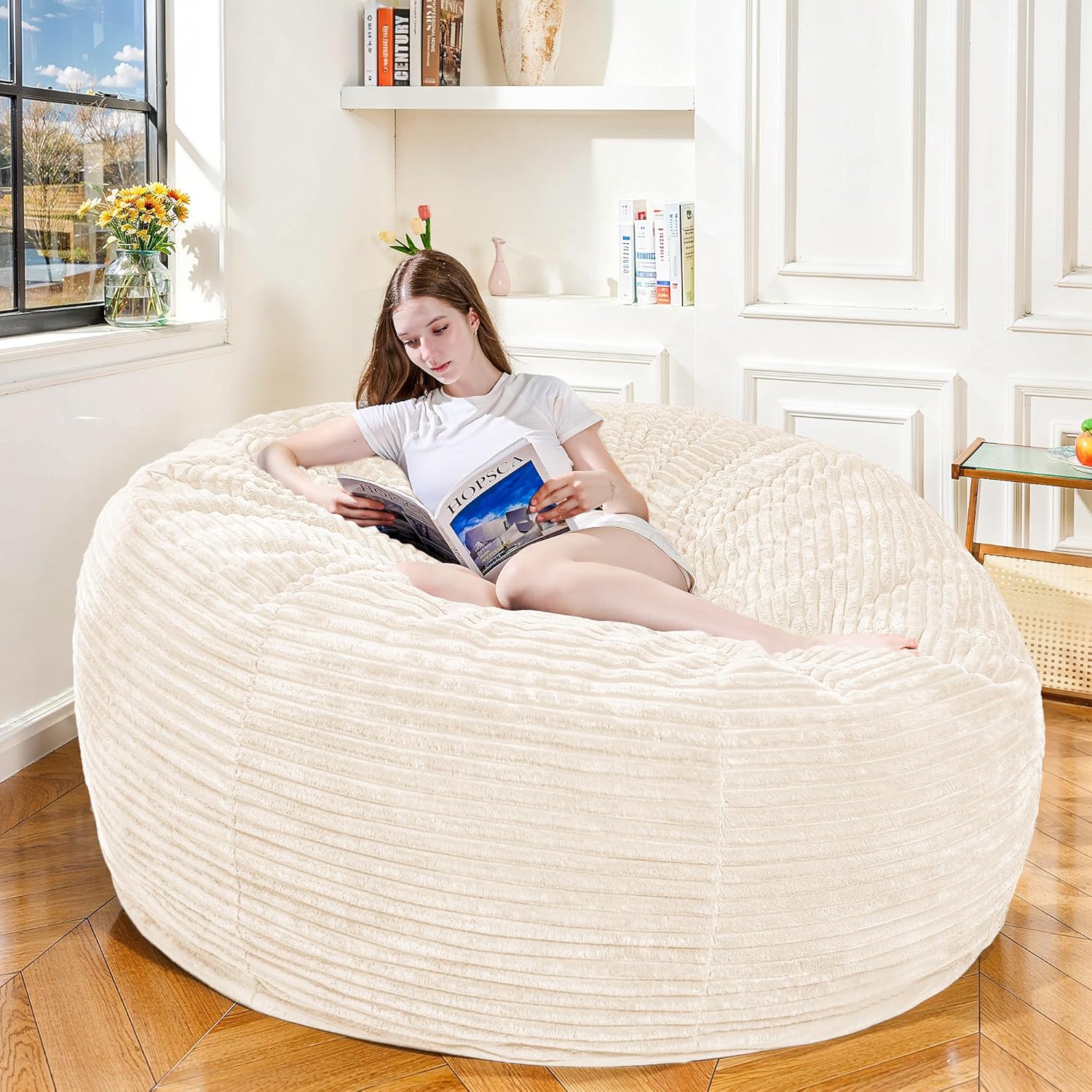 Large Bean Bag Chair, 6FT Giant Beanbag Chairs with Memory Foam Filled, Bean Bag Chairs for Adults