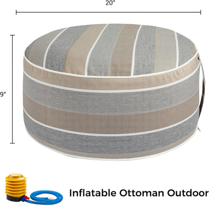 FUNHOME Inflatable Outdoor Ottoman with Air Pump,20"x9" Portable Patio Pouf,Water