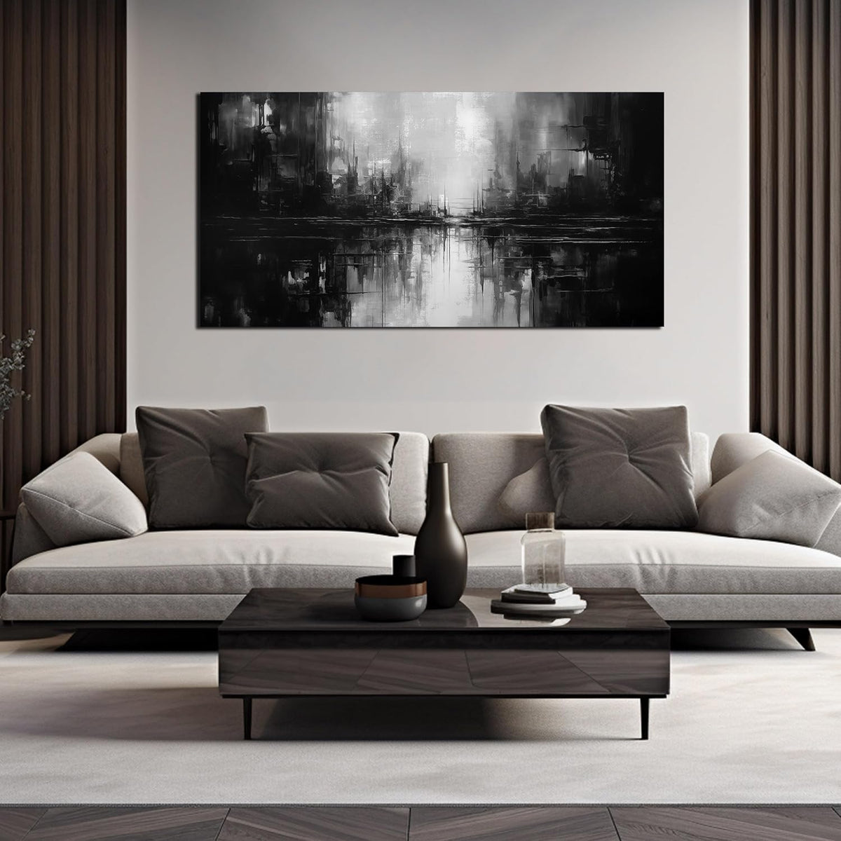 TYTAUPT Abstract Canvas Wall Art For Living Room Black and White Wall Art For Office Bedroom Wall