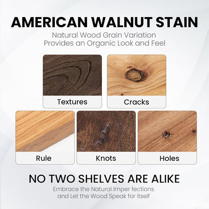 Floating Shelves for Wall, 42" Flat Edge Solid Elm Wood Floating Shelf, Wall-Mounted Display