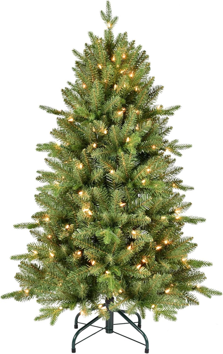 4FT Pre-Lit Artificial Christmas Tree with 628 PE&PVC Mixed Branch Tips, 200 Warm White Lights