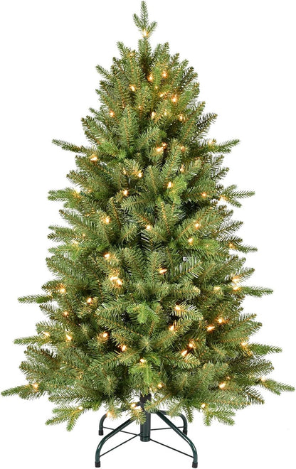 4FT Pre-Lit Artificial Christmas Tree with 628 PE&PVC Mixed Branch Tips, 200 Warm White Lights