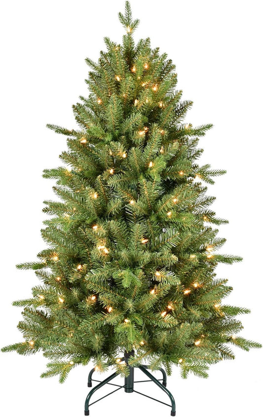 4FT Pre-Lit Artificial Christmas Tree with 628 PE&PVC Mixed Branch Tips, 200 Warm White Lights