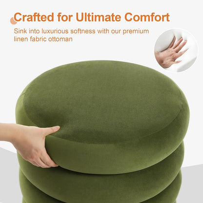 ONEVOG Round Storage Ottoman, 20" Small Ottomans Table with Removable Lid, Velvet Fabric Soft