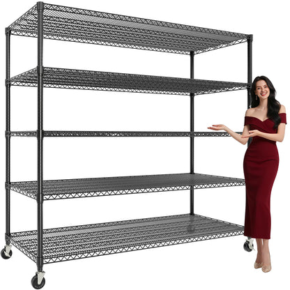 Garvee 5-Tier Storage Shelves Metal Shelving Units with Wheels for Garage