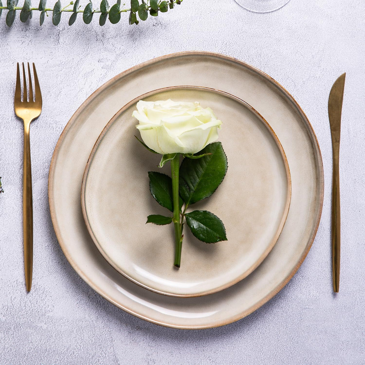 AmorArc Ceramic Dinnerware Sets,Handmade Reactive Glaze Stoneware Plates and Bowls Sets,Highly