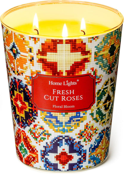 HomeLights 3-Wick Candles for Home Scented - 34oz Soy Wax Blend Candle Long-Lasting Fragrance