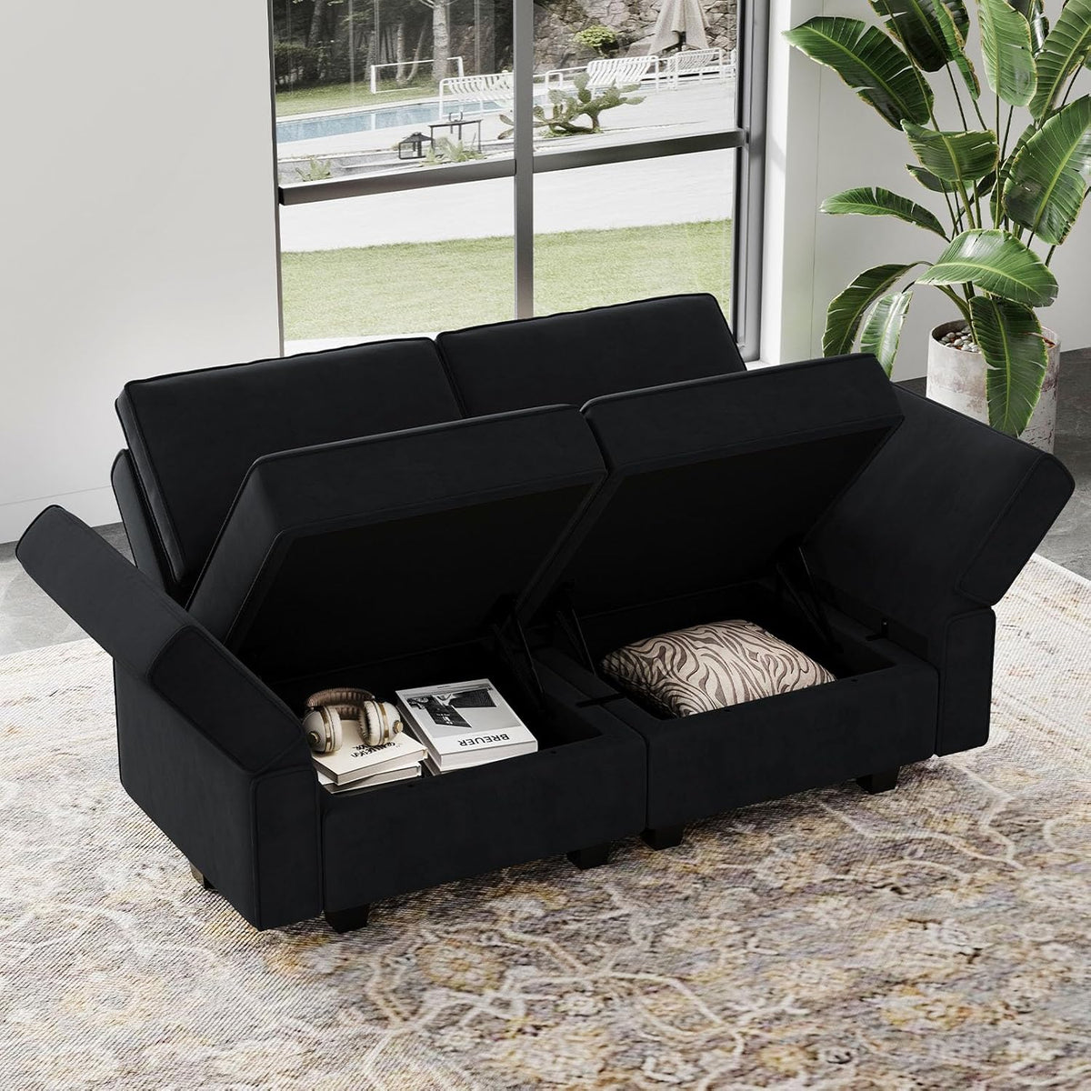 Belffin Modular Loveseat Sofa Couch with Storage Seats Velvet 2 Seater Love Seats for Small Spaces