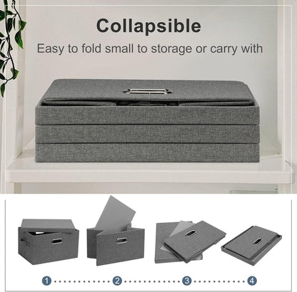 Medium 15" 21 Quart Collapsible Stackable Storage Bins with Lids, 1 Pack Gray Foldable Fabric