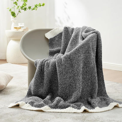 Snuggle Sac Heather Black Throw Blanket for Couch 50x70 inches, Super Soft Warm Blankets Cozy Knit