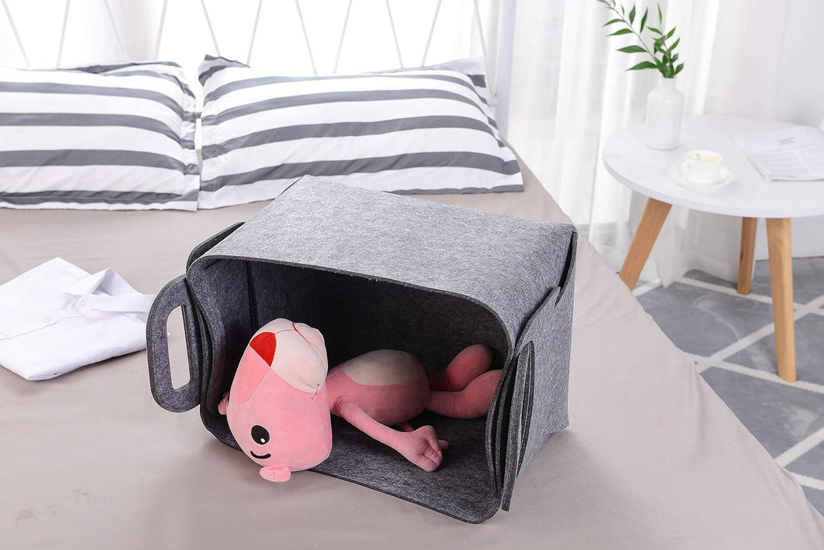 Minoisome Storage Basket Felt Storage Bin Collapsible& Convenient Box Organizer with Carry Handles