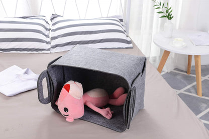 Minoisome Storage Basket Felt Storage Bin Collapsible& Convenient Box Organizer with Carry Handles