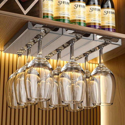 4 Pcs Wine Glass Holder Under Cabinet,Plastic Stemware Rack Punch-free Hanger Under Counter for