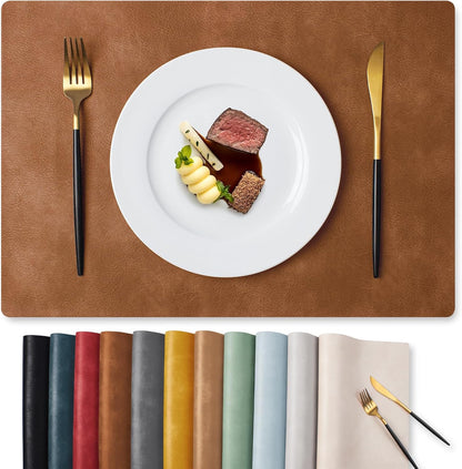 MOSAYT Vinyl Placemats Set of 4-12 X 17 Inch - Fall Faux Leather 100% Waterproof Oil-Proof Wipeable