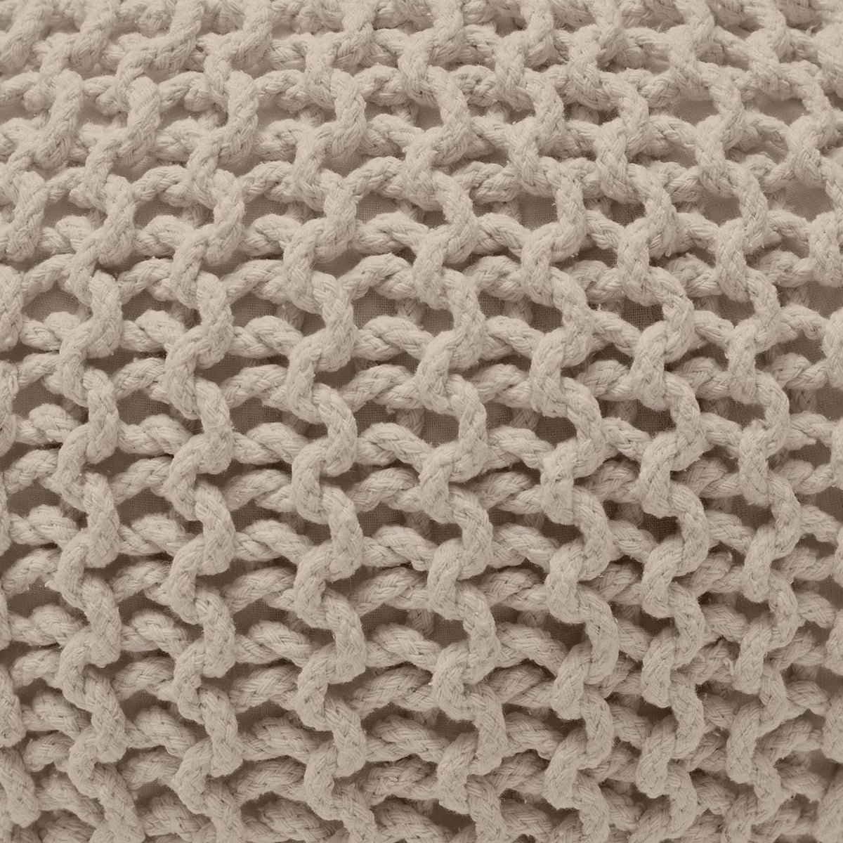 Ornavo Home Pouf Ottoman Foot Rest - 100% Cotton Pouffe - Hand Knitted Cable Braid Cord - Boho