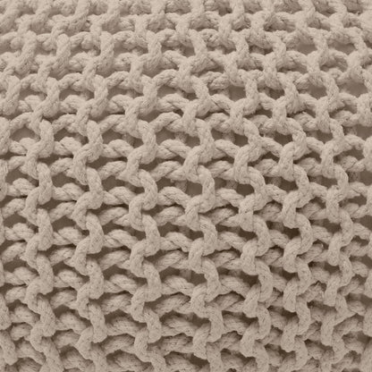 Ornavo Home Pouf Ottoman Foot Rest - 100% Cotton Pouffe - Hand Knitted Cable Braid Cord - Boho