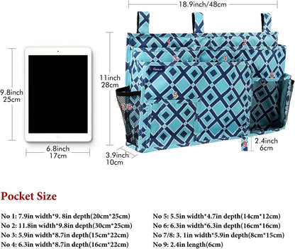 Surblue Bedside Caddy Hanging Bed Organizer Storage Bag Pocket for Bunk and Hospital Beds, College