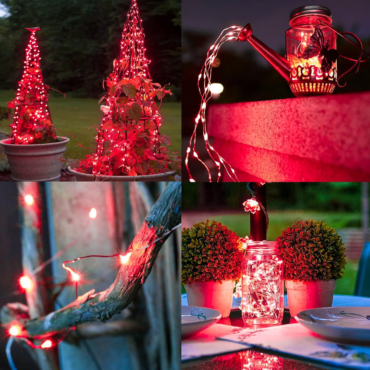 TW SHINE Red Solar String Lights Outdoor, Total 80 FT 240 LED Solar Powered Waterproof Fairy Lights