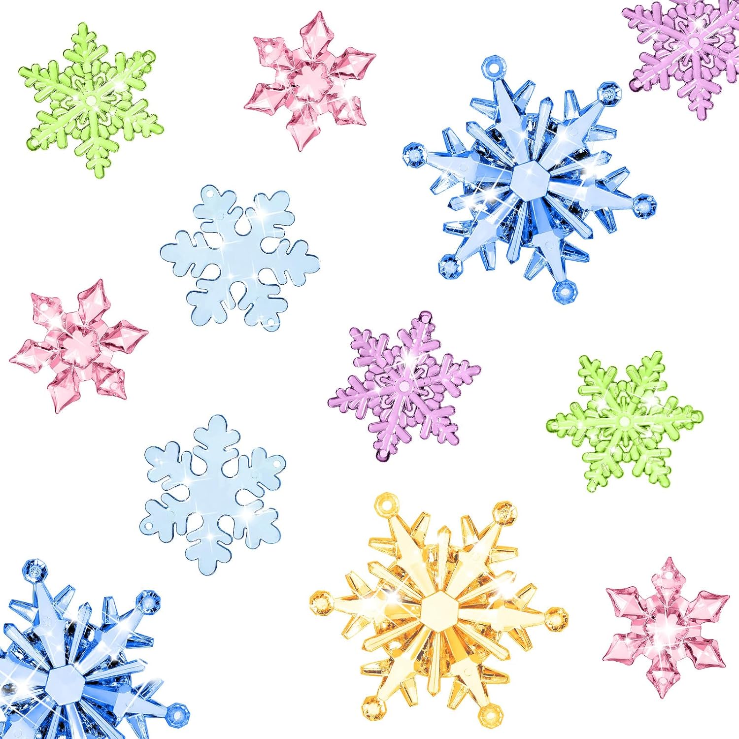 Dilunave 40 Pieces Christmas Snowflake Ornaments Acrylic Christmas Tree Decorations Crystal