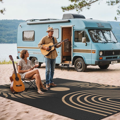 GENIMO Outdoor Rug 9' x 12' Waterproof for Patio Clearance, Reversible Lightweight Plastic Straw