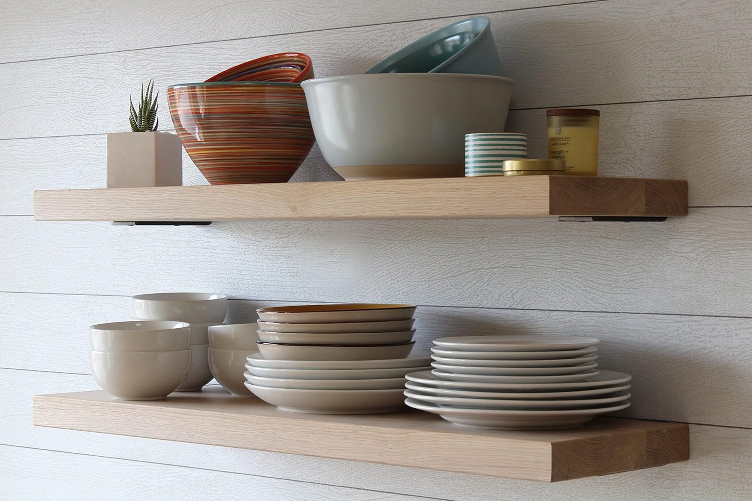 Urban Legacy Unfinished White Oak Deep Floating Shelves | Easy to Install Accent Modern Floating