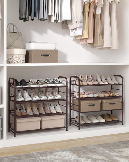 SONGMICS 4-Tier Stackable Metal Shoe Rack, Holds Up to 16 Pairs of Shoes