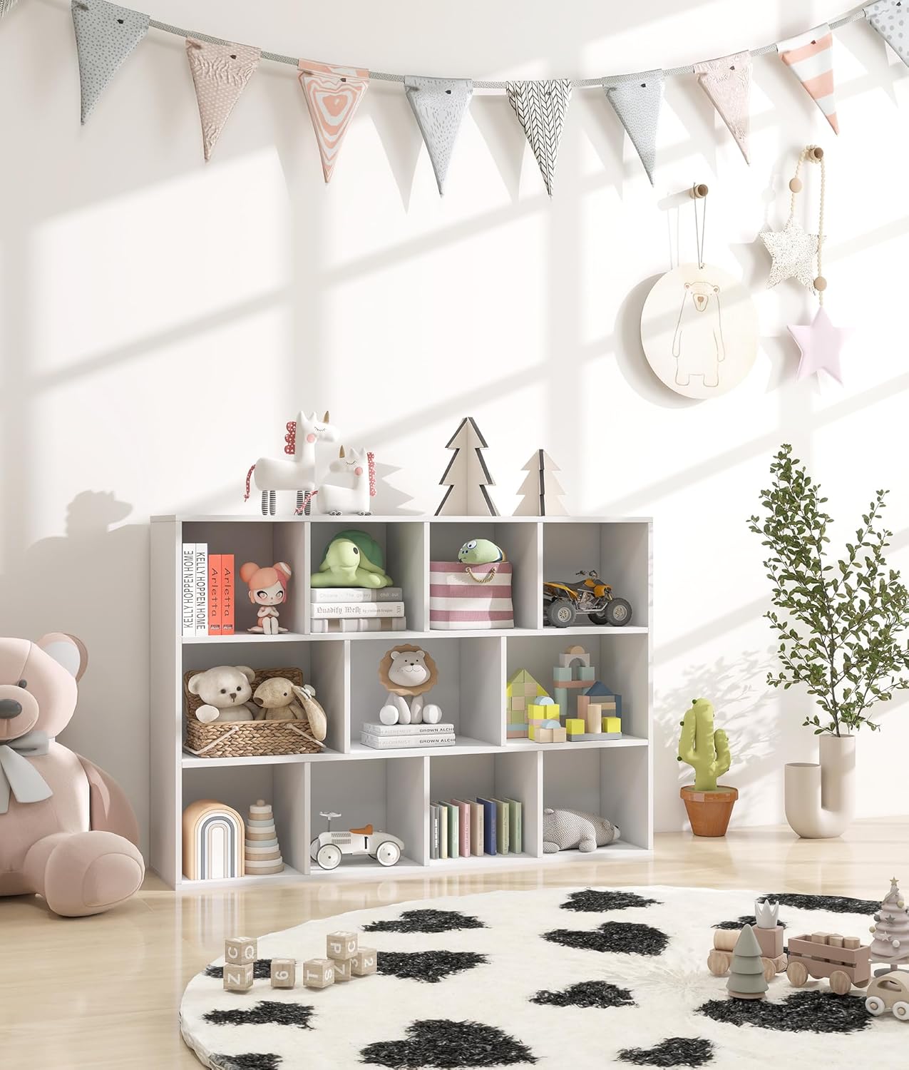 11 Cube White Kids Toy Storage Organizer & Bookshelf – Toy and Book Storage for Kids, Baby