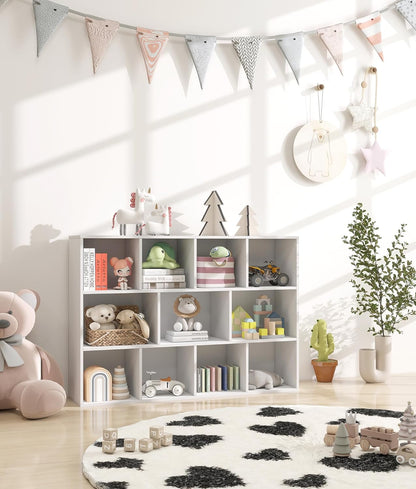 11 Cube White Kids Toy Storage Organizer & Bookshelf – Toy and Book Storage for Kids, Baby